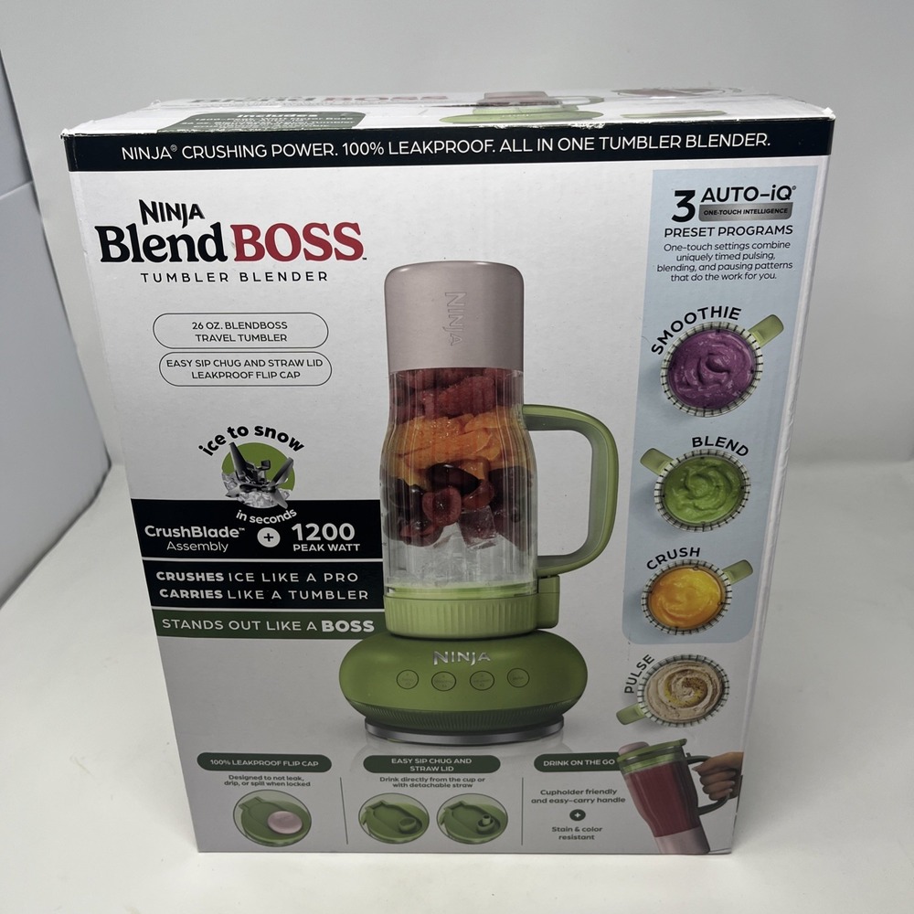Ninja Blend Boss Tumbler Blender 1200W 26oz Green DB351GN New
